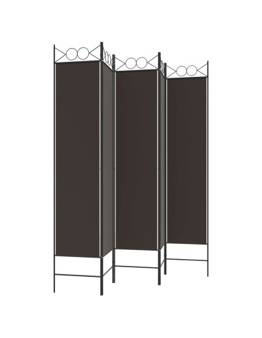 Divisorio a 5 Pannelli Marrone 200x200 cm in Tessuto