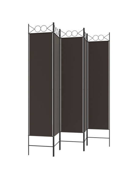 Divisorio a 5 Pannelli Marrone 200x200 cm in Tessuto
