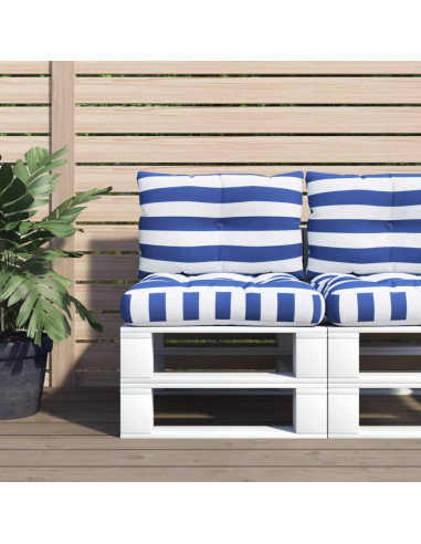 Cuscini per Pallet 2 pz Strisce Blu e Bianche Tessuto Oxford