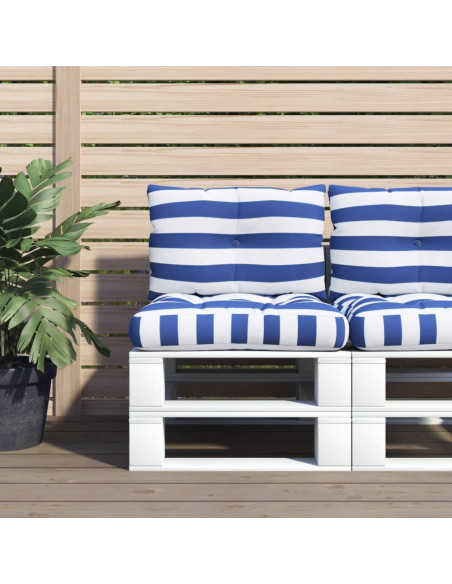 Cuscini per Pallet 2 pz Strisce Blu e Bianche Tessuto Oxford
