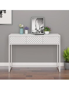 Tavolo Consolle Bianco 106x35x75 cm in Acciaio