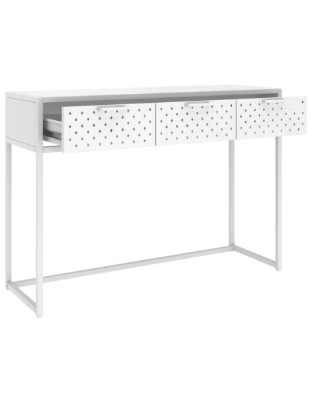 Tavolo Consolle Bianco 106x35x75 cm in Acciaio