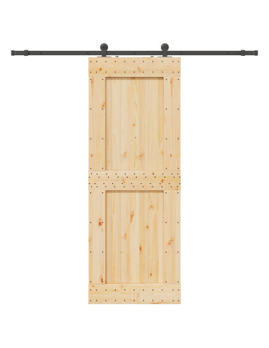Porta scorrevole NARVIK 85 x 210 cm (213,5 cm) Naturale e Nero
