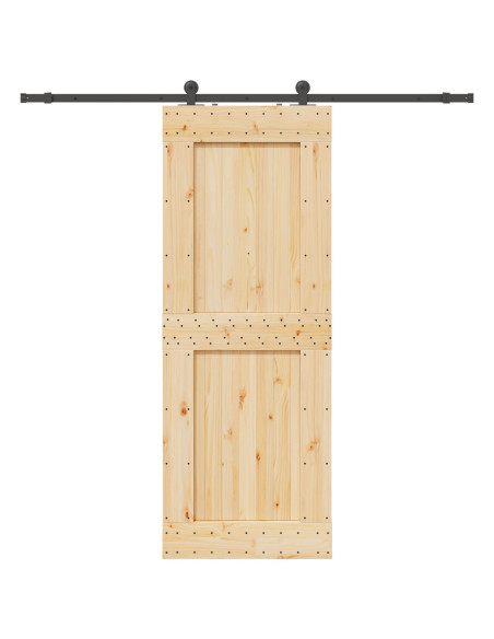 Porta scorrevole NARVIK 85 x 210 cm (213,5 cm) Naturale e Nero