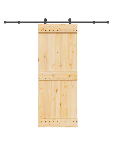 Porta scorrevole NARVIK 80 x 210 cm (213,5 cm) Naturale e Nero
