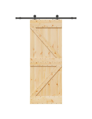 Porta scorrevole NARVIK 80 x 210 cm (152,5 cm) Naturale e Nero