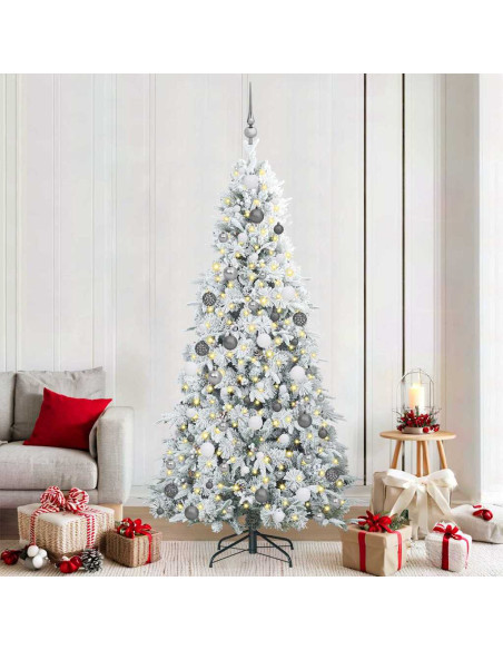 Albero di Natale Artificiale con Rami Pieghevoli Bianco 210 cm