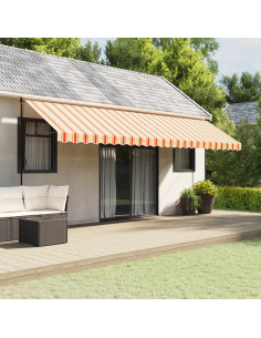 Tessuto Ricambio per Mantovana Tenda Righe Giallo Arancione 6 m