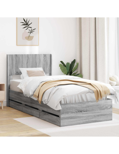 Struttura del letto con stoccaggio e testata Grigio Sonoma