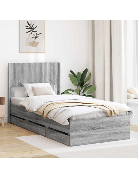 Struttura del letto con stoccaggio e testata Grigio Sonoma