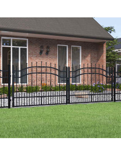 Cancello per recinzione KAMPEN con punta a lancia Nero 302x100 cm in acciaio