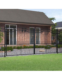 Cancello per recinzione KAMPEN con punta a lancia Nero 394,5x172 cm in acciaio