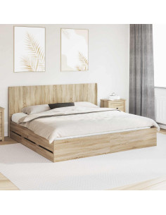 Struttura del letto con stoccaggio e testata Rovere Sonoma