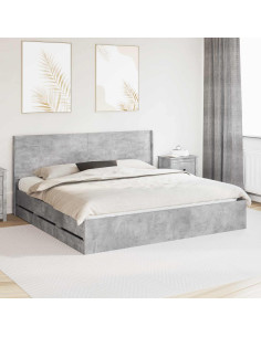 Struttura del letto con stoccaggio e testata Grigio Cemento