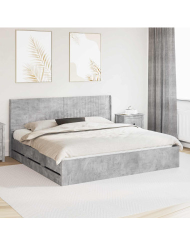Struttura del letto con stoccaggio e testata Grigio Cemento