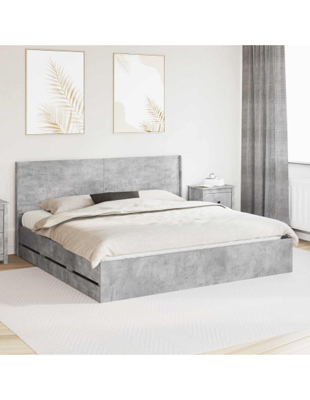 Struttura del letto con stoccaggio e testata Grigio Cemento