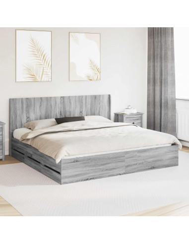 Struttura del letto con stoccaggio e testata Grigio Sonoma