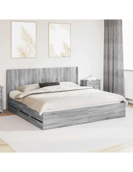 Struttura del letto con stoccaggio e testata Grigio Sonoma