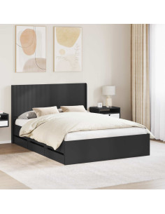 Struttura del letto con stoccaggio e testata Nero 160 x 200 cm