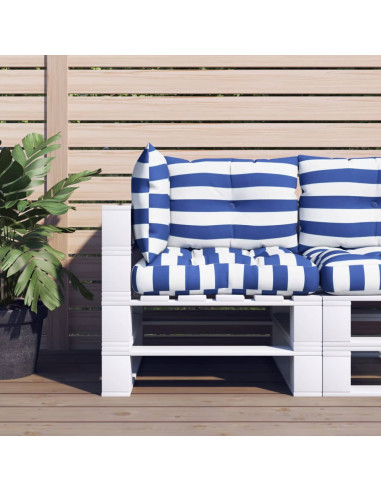 Cuscini per Pallet 3 pz Strisce Blu e Bianche Tessuto Oxford