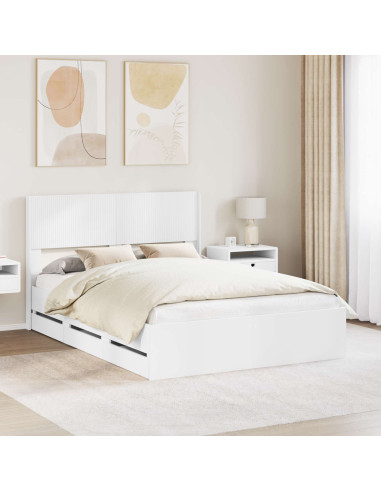 Struttura del letto con stoccaggio e testata Bianco