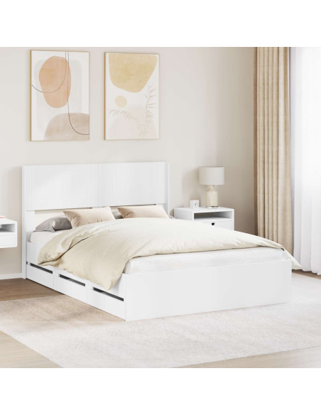 Struttura del letto con stoccaggio e testata Bianco
