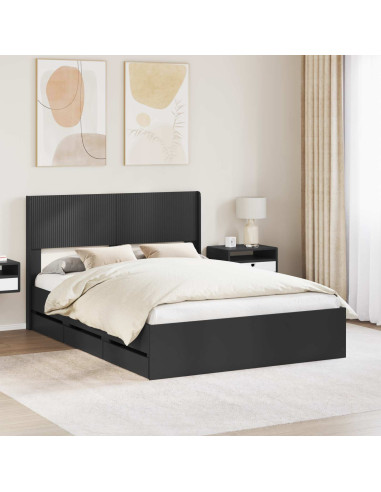 Struttura del letto con stoccaggio e testata Nero 140 x 190 cm