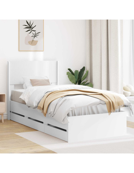 Struttura del letto con stoccaggio e testata Bianco