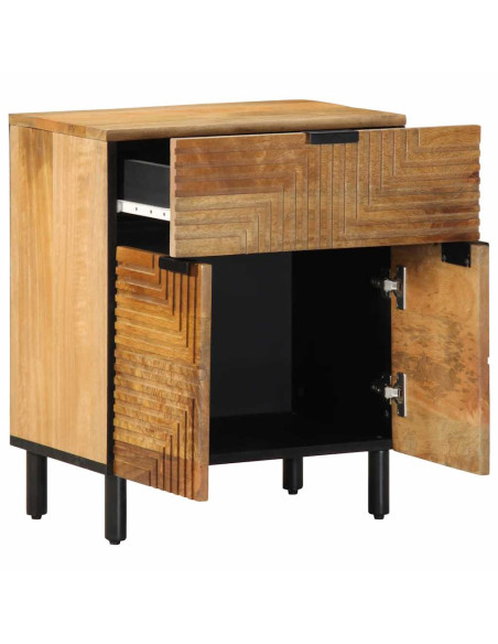 Comodino Marrone 50x33x60 cm in Legno Massello di Mango