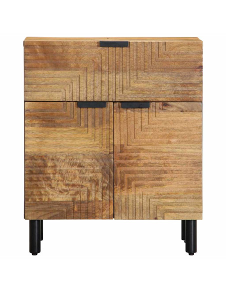 Comodino Marrone 50x33x60 cm in Legno Massello di Mango