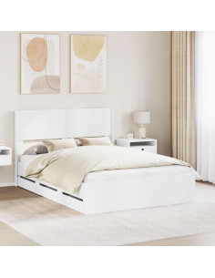 Struttura del letto con stoccaggio e testata Bianco