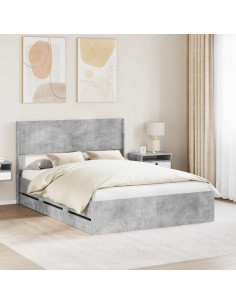 Struttura del letto con stoccaggio e testata Grigio Cemento