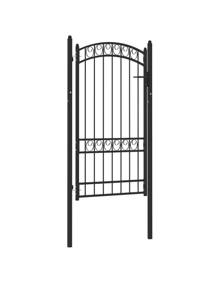 Cancello per recinzione EMMEN con parte superiore ad arco in acciaio 100x123,5 cm Nero