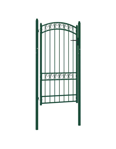 Cancello per recinzione EMMEN con parte superiore ad arco in acciaio 100x123,5 cm verde