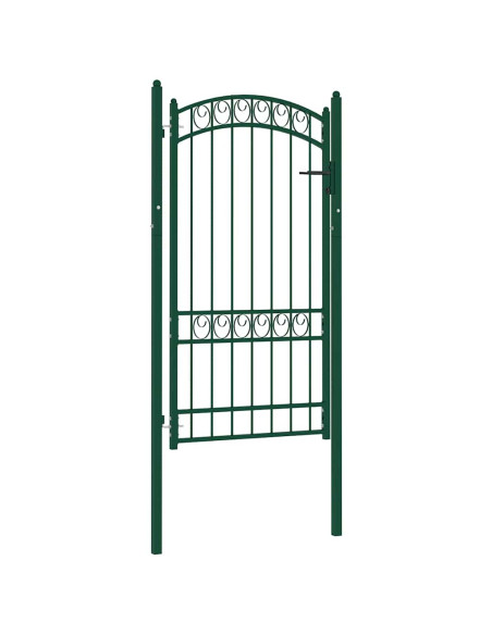 Cancello per recinzione EMMEN con parte superiore ad arco in acciaio 100x123,5 cm verde