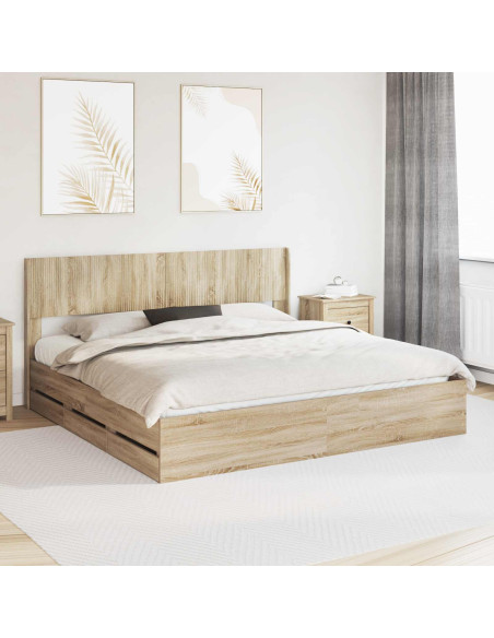 Struttura del letto con stoccaggio e testata Rovere Sonoma