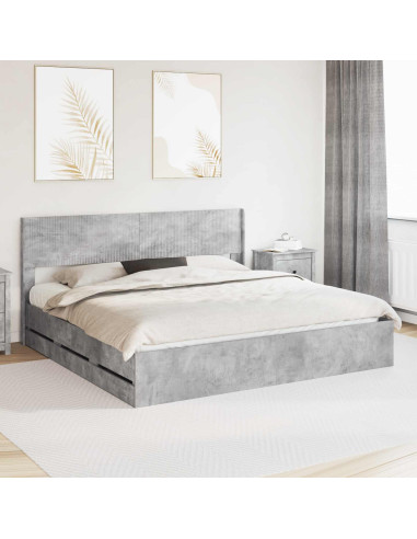 Struttura del letto con stoccaggio e testata Grigio Cemento