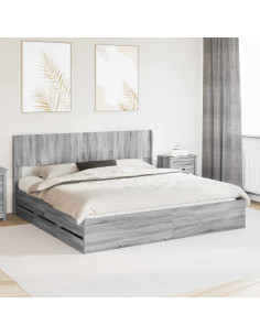 Struttura del letto con stoccaggio e testata Grigio Sonoma