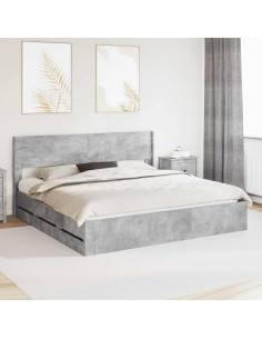 Struttura del letto con stoccaggio e testata Grigio Cemento