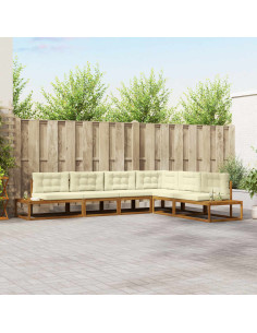 Set di divani da esterno 6 pz Naturale e Crema