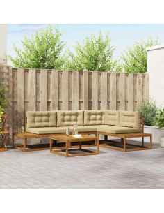 Set di divani da esterno 5 pz Naturale e Beige