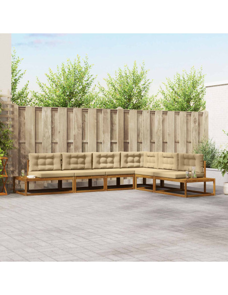 Set di divani da esterno 6 pz Naturale e Beige