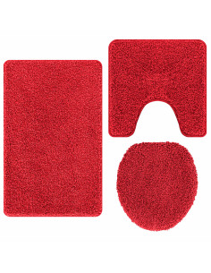 Set di tappetini antiscivolo per il bagno 3 pcs Rosso PP 2
