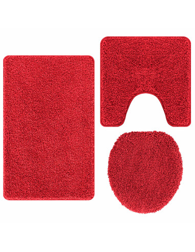 Set di tappetini antiscivolo per il bagno 3 pcs Rosso PP