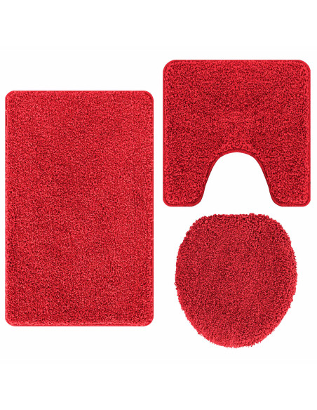 Set di tappetini antiscivolo per il bagno 3 pcs Rosso PP