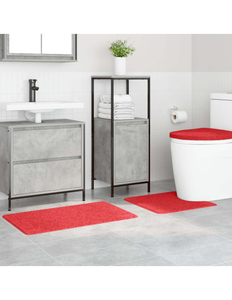 Set di tappetini antiscivolo per il bagno 3 pcs Rosso PP