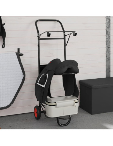 Carrello da Sella Pieghevole Nero in Acciaio