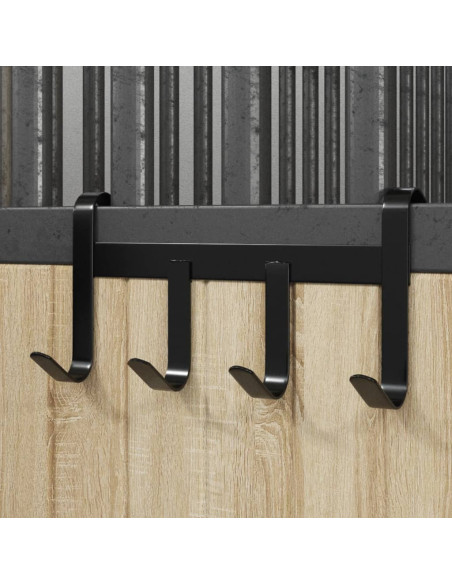 Supporto Briglie con 4 Ganci Nero in Acciaio