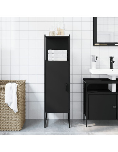 Mobile da Bagno Nero 33x33x120,5 cm in Legno Multistrato