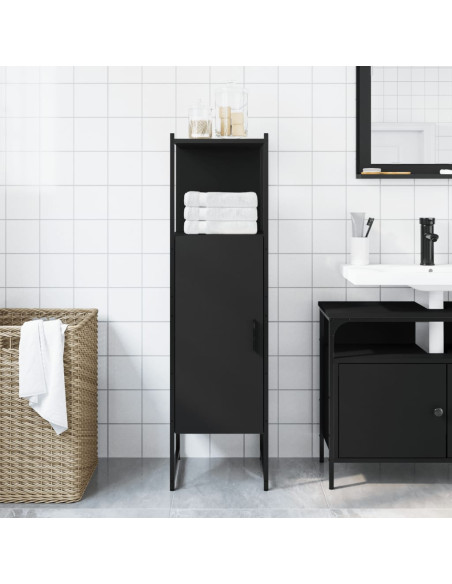 Mobile da Bagno Nero 33x33x120,5 cm in Legno Multistrato